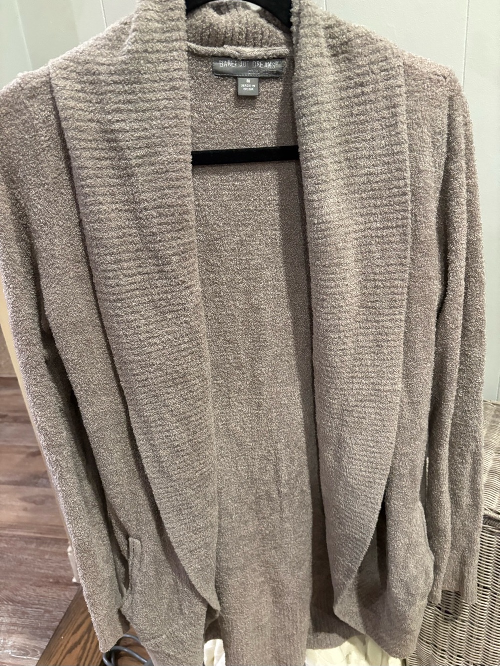 Barefoot Dreams Open-Front Shawl Collar Cardigan - Taupe